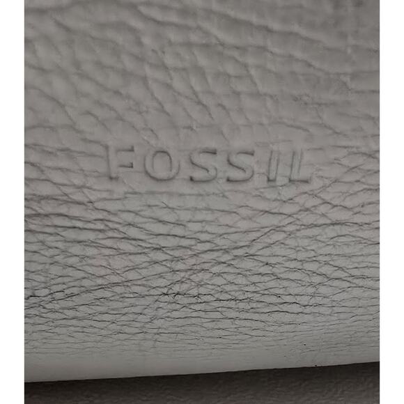 FOSSIL Maya Gray Denim Hobo Shoulder Bag Purse Pebbled Leather Fabric - Picture 3 of 16